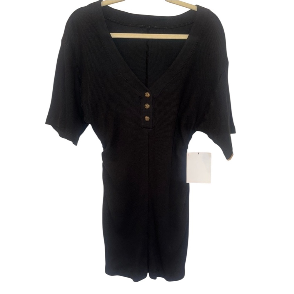 Black V-Neck Buttoned Dress “Abriana Dress”